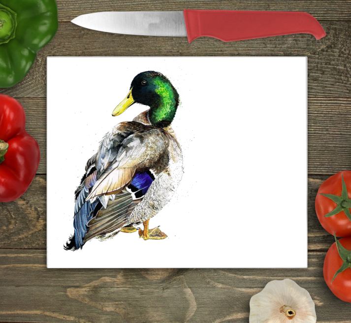 Mallard Duck Glass Chopping Board, Mallard Duck Glass Chopping - Click Image to Close